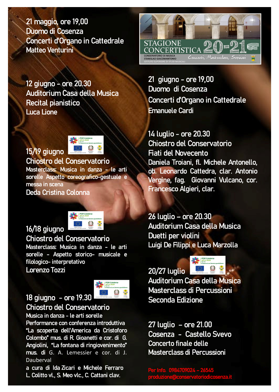 LOCANDINA Stagione Concertistica 20-21
