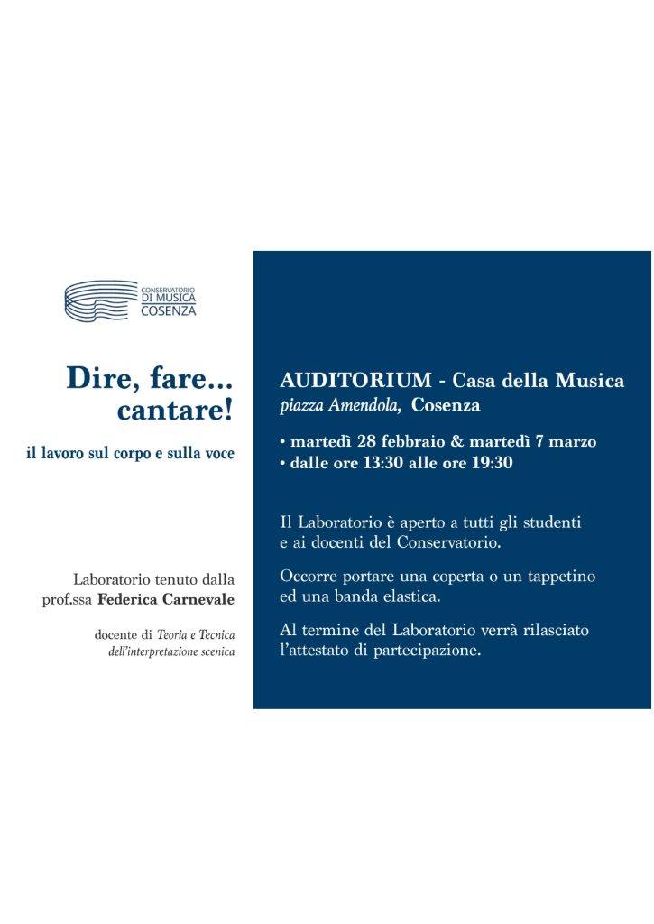 Dire, fare… cantare! Il lavoro sul corpo e sulla voce