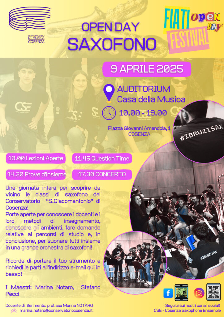 OPEN DAY SAXOFONO – 9 aprile 2025