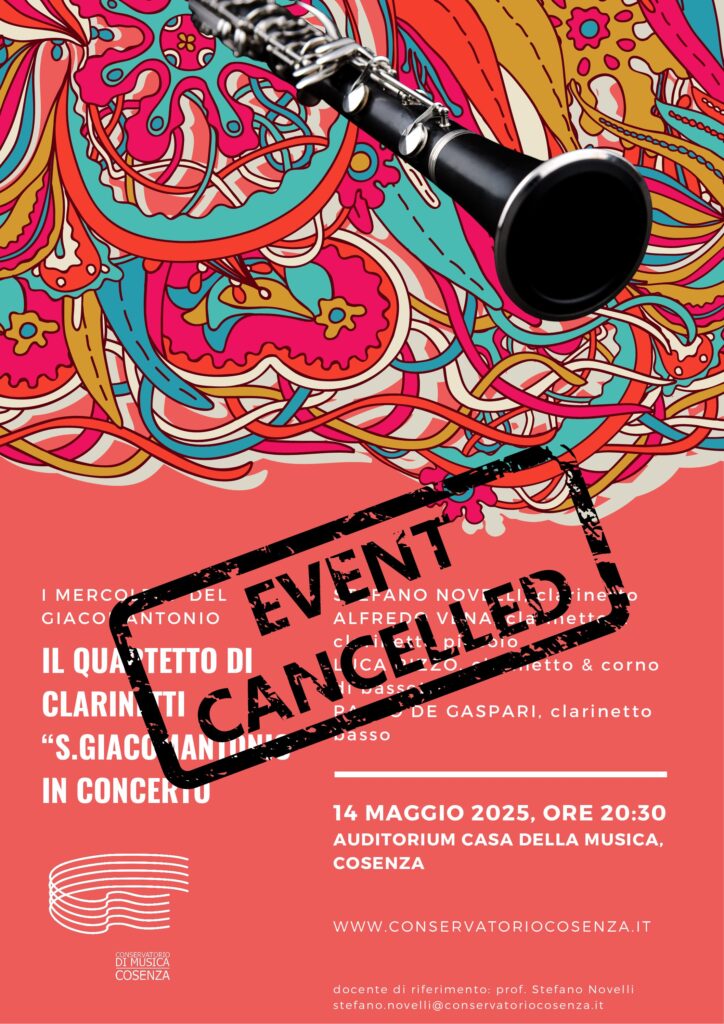 Evento annullato – Il Quartetto di Clarinetti “S. Giacomantonio” in concerto