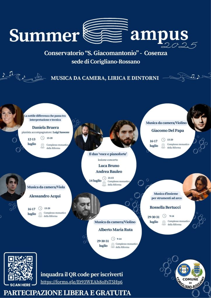 Summer Campus – MUSICA DA CAMERA, LIRICA E DINTORNI – sede di Corigliano_Rossano