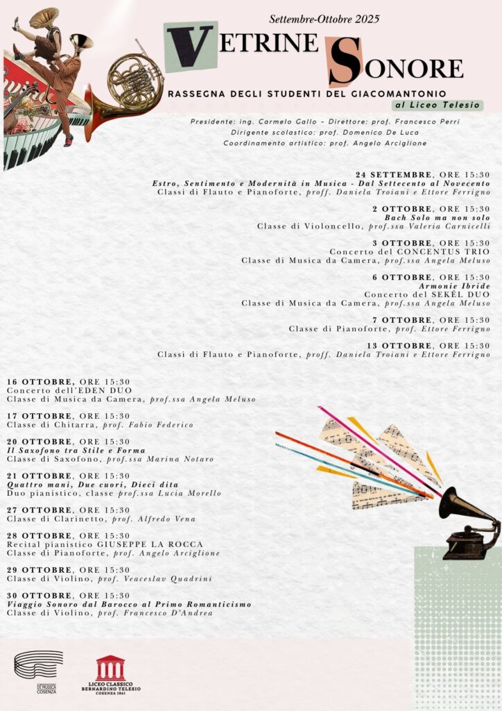 Vetrine Sonore al Liceo Telesio – Rassegna di concerti firmata dagli studenti del Conservatorio