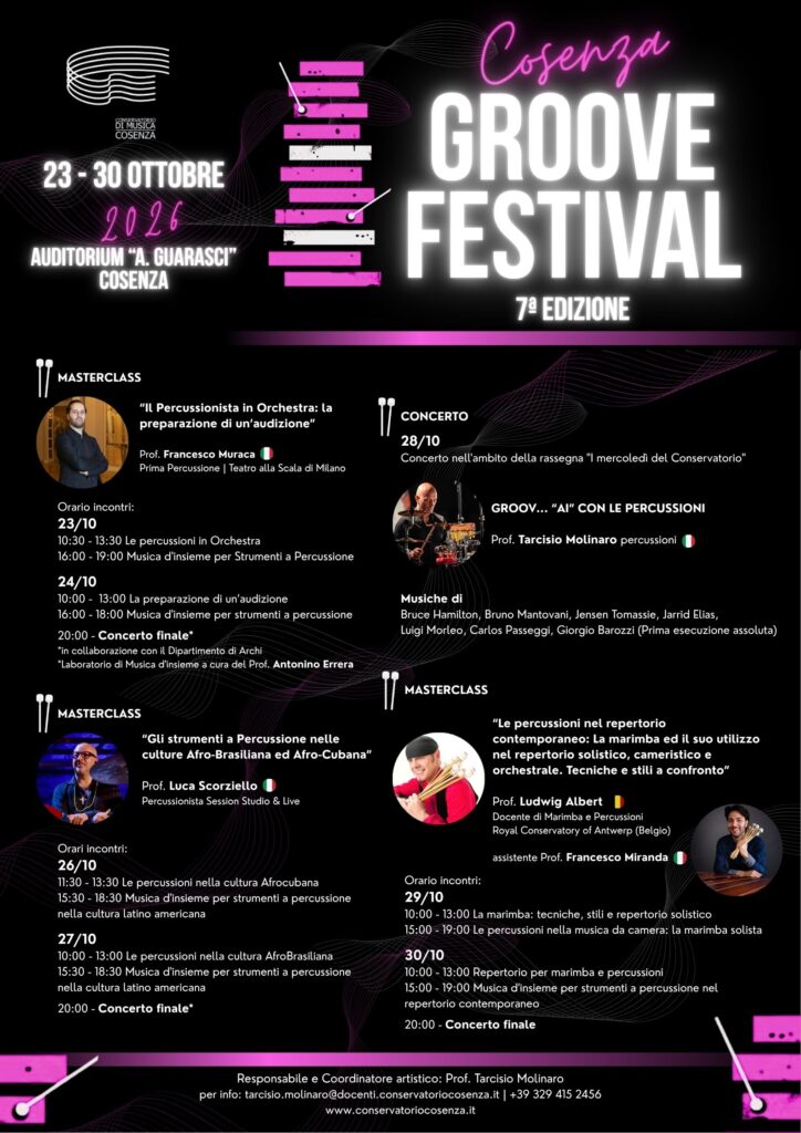 Groove festival – VII edizione – dal 23 al 30 ottobre 2026