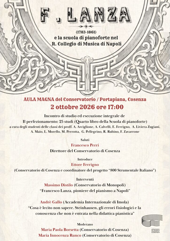 Ottocento strumentale italiano – seminario conclusivo: F. Lanza e la scuola di pianoforte nel R. collegio di Musica di Napoli